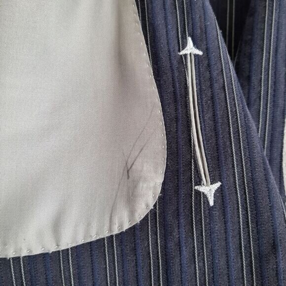 PAUL BETENLY Biella Italy Blazer Jacket Pin-Stripe Navy Men's Sz 44 L - Picture 15 of 16